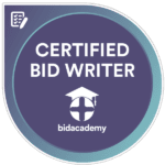 Credly Digital Badge for Certified Bid Writer including Bid Academy logo